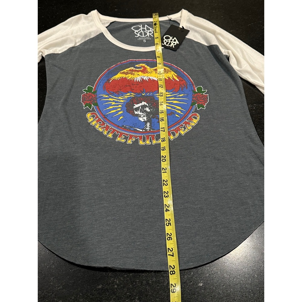 Chaser Grateful Dead Raglan Tee Small Deadhead Graphic 3/4 Sleeve Heather Green - Picture 9 of 9